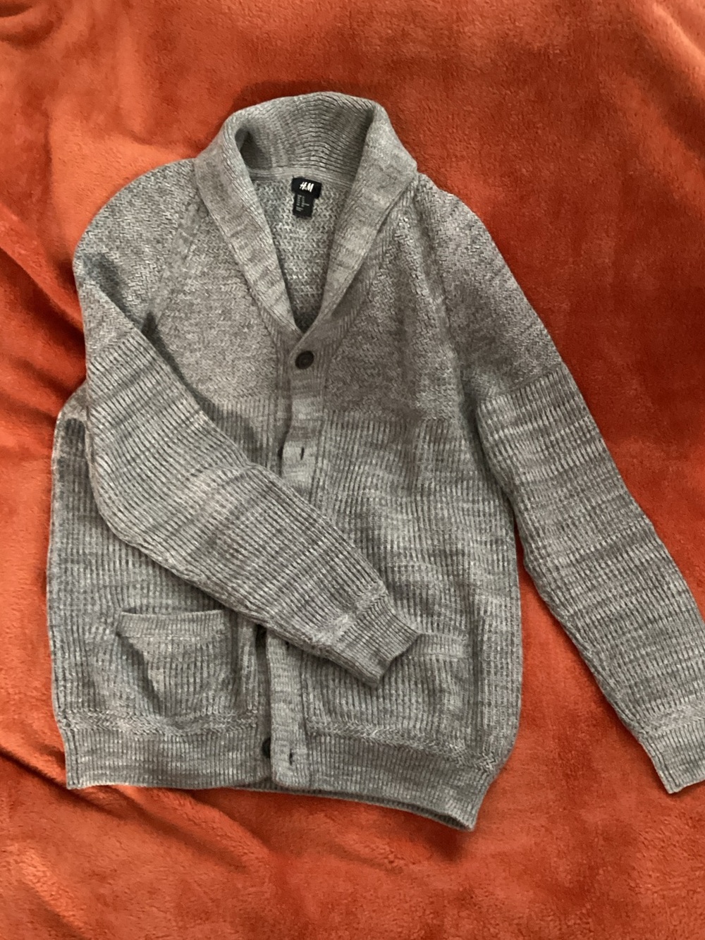 H&M Men's Light Gray Shawl Collar Cardigan
